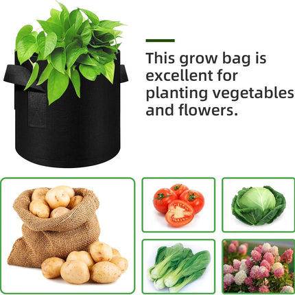 12-Pack 10 Gallon Plant Grow Bags, Thickened Nonwoven Fabric Pots with Handles, Vegetable Planter Bags Containers, Cloth Planters for Garden.