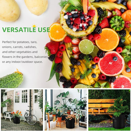 12-Pack 10 Gallon Plant Grow Bags, Thickened Nonwoven Fabric Pots with Handles, Vegetable Planter Bags Containers, Cloth Planters for Garden.