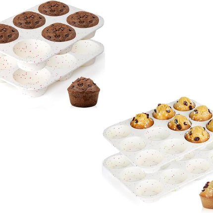 Silicone Jumbo Muffin Pan 6 Cups & Silicone Muffin Pan Regular Size 12 Cups.
