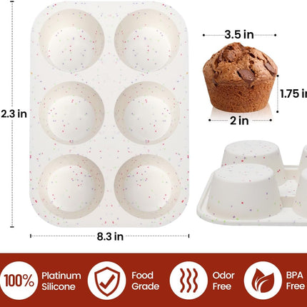 Silicone Jumbo Muffin Pan 6 Cups & Silicone Muffin Pan Regular Size 12 Cups.