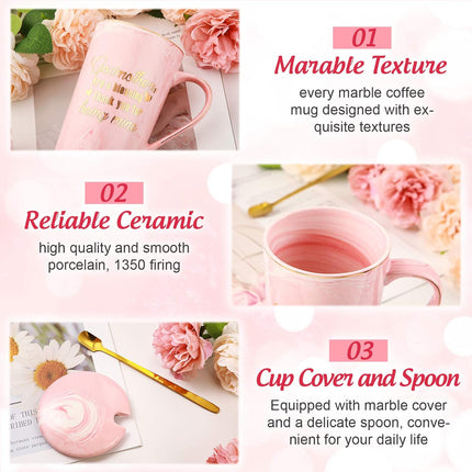 Godmothers Marble Coffee Mug, Godmother Gifts From Godchild, Godmother's Gift for Birthday Mother's Day Christmas, Godmother Proposal Gifts Marble Mug with Spoon Lid and Gift Box, 14 Oz.