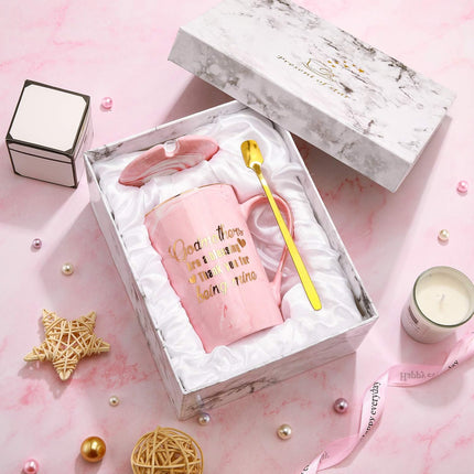 Godmothers Marble Coffee Mug, Godmother Gifts From Godchild, Godmother's Gift for Birthday Mother's Day Christmas, Godmother Proposal Gifts Marble Mug with Spoon Lid and Gift Box, 14 Oz.