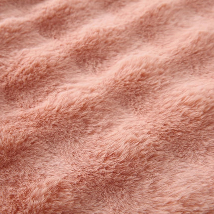 Faux Fur Plush Pillow with Inserts Set of 2, Soft 18" x 18" Decorative Throw Pillows, Square Boho Medium Plaid Pillow for Couch, Bed, Sofa Bedroom Decor (Pink).