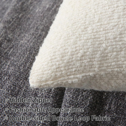 18" x 18" Decorative Throw Pillow with Inserts, Set of 2 Soft Textured Boucle Throw Pillows, Square Boho Pillow for Couch, Bed, Sofa Decor (White, 18" x 18"(Pack of 2)).