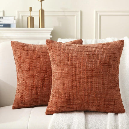 18" x 18" Decorative Throw Pillow with Inserts, Set of 2 Soft Modern Farmhouse Throw Pillows, Square Boho Pillow for Couch, Bed, Sofa Decor (Brick-red, 18" x 18"(Pack of 2)).