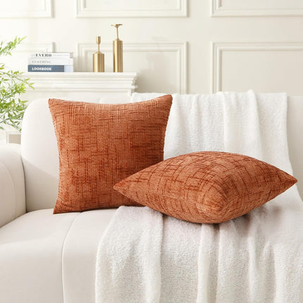 18" x 18" Decorative Throw Pillow with Inserts, Set of 2 Soft Modern Farmhouse Throw Pillows, Square Boho Pillow for Couch, Bed, Sofa Decor (Brick-red, 18" x 18"(Pack of 2)).