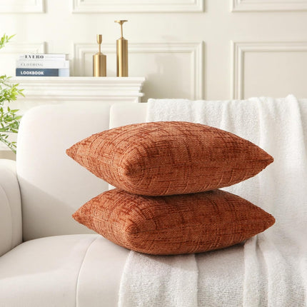 18" x 18" Decorative Throw Pillow with Inserts, Set of 2 Soft Modern Farmhouse Throw Pillows, Square Boho Pillow for Couch, Bed, Sofa Decor (Brick-red, 18" x 18"(Pack of 2)).