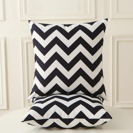 18" x 18" Throw Pillows with Inserts, Pack of 2 Outdoor Waterproof Striped Pillow, Square Decorative Pillows for Patio Furniture Garden Couch Sofa Home (Black Wavy Stripes).