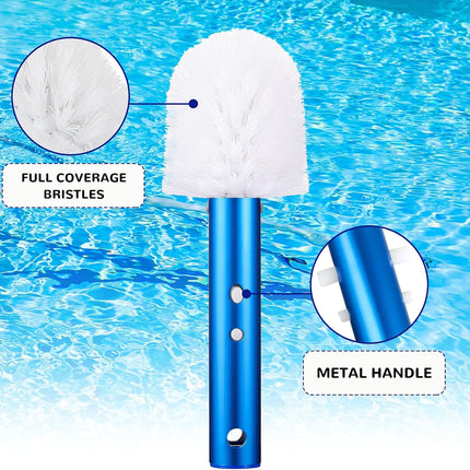 Corner and Step Pool Round Brush, Pool Step and Corner Brush, 180 Degree Rotation Handle Scrub Brush for Inground and Ground Swimming Pool, Spa, Hot Tub, Standard Poles Connection (1 Piece).