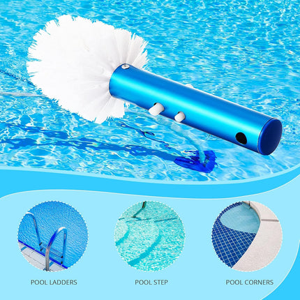 Corner and Step Pool Round Brush, Pool Step and Corner Brush, 180 Degree Rotation Handle Scrub Brush for Inground and Ground Swimming Pool, Spa, Hot Tub, Standard Poles Connection (1 Piece).