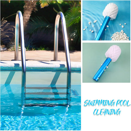 Corner and Step Pool Round Brush, Pool Step and Corner Brush, 180 Degree Rotation Handle Scrub Brush for Inground and Ground Swimming Pool, Spa, Hot Tub, Standard Poles Connection (1 Piece).