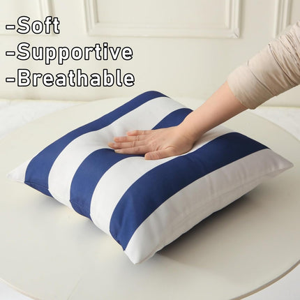 18" x 18" Throw Pillows with Inserts, Pack of 2 Outdoor Waterproof Striped Pillow, Square Decorative Pillows for Patio Furniture Garden Couch Sofa Home (Blue Vertical Stripes).