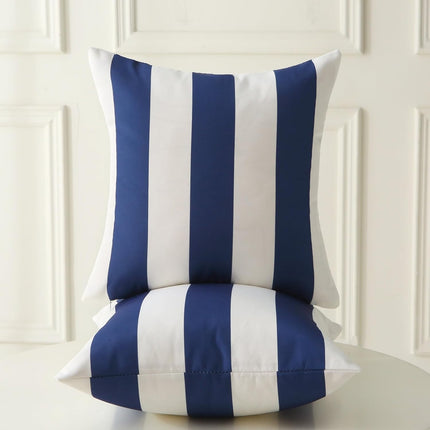 18" x 18" Throw Pillows with Inserts, Pack of 2 Outdoor Waterproof Striped Pillow, Square Decorative Pillows for Patio Furniture Garden Couch Sofa Home (Blue Vertical Stripes).