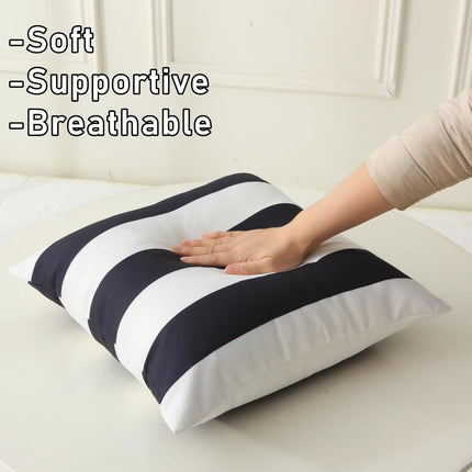 18" x 18" Throw Pillows with Inserts, Pack of 2 Outdoor Waterproof Striped Pillow, Square Decorative Pillows for Patio Furniture Garden Couch Sofa Home (Black Vertical Stripes).