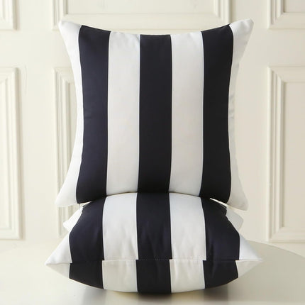 18" x 18" Throw Pillows with Inserts, Pack of 2 Outdoor Waterproof Striped Pillow, Square Decorative Pillows for Patio Furniture Garden Couch Sofa Home (Black Vertical Stripes).