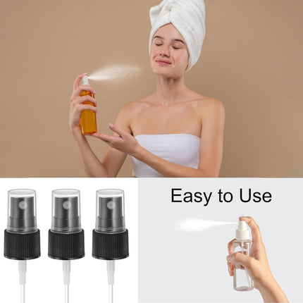 50 Pcs Black Spray Top, 20/410 Fine Mist Sprayer Reusable Replacement Spray Bottle Pump Plastic Top for Cosmetic Perfume and Body Sprays Bottle.