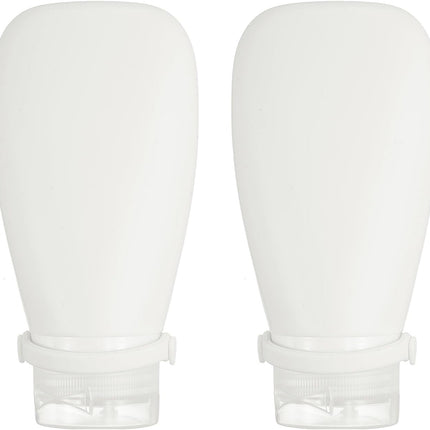 2 Pcs Silicone Squeeze Bottle, 3 oz Refillable Silicone Travel Bottles Leak Proof Mini Size Containers for Toiletries Lotion Shampoo Conditioner, White.