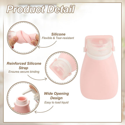 2 Pcs Silicone Squeeze Bottle, 3 oz Refillable Silicone Travel Bottles Leak Proof Mini Size Containers for Toiletries Lotion Shampoo Conditioner, White.