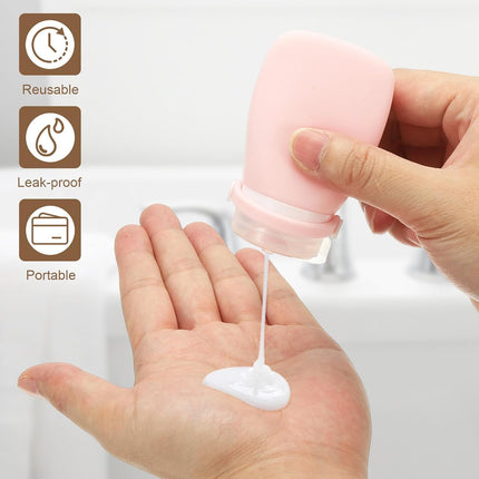 2 Pcs Silicone Squeeze Bottle, 3 oz Refillable Silicone Travel Bottles Leak Proof Mini Size Containers for Toiletries Lotion Shampoo Conditioner, White.