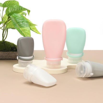 2 Pcs Silicone Squeeze Bottle, 3 oz Refillable Silicone Travel Bottles Leak Proof Mini Size Containers for Toiletries Lotion Shampoo Conditioner, White.