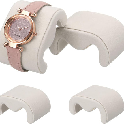 4pcs Watch Case Pillows, M Shaped Watch Display Pillow Velvet Watch Cushion Replacement for Watch Bracelet Display Storage Beige.