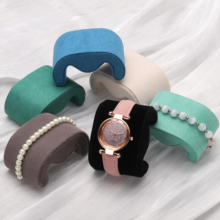4pcs Watch Case Pillows, M Shaped Watch Display Pillow Velvet Watch Cushion Replacement for Watch Bracelet Display Storage Beige.