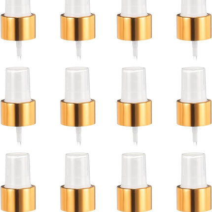 12 Pcs Gold White Spray Top, 24/410 Fine Mist Sprayer Reusable Replacement Spray Bottle Pump Plastic Top for Cosmetic Perfume and Body Sprays Bottle.