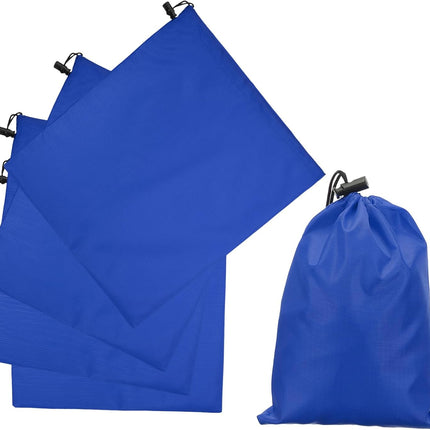 5Pcs 210D Polyester Drawstring Bag with Toggle, 14 x 16 Inch Waterproof Travel Storage Bag Foldable Stuff Sack Cinch Sack for Gym Travel Hiking Yoga Clothes Organizer, Dark Blue.