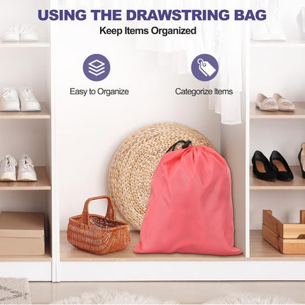 5Pcs 210D Polyester Drawstring Bag with Toggle, 14 x 16 Inch Waterproof Travel Storage Bag Foldable Stuff Sack Cinch Sack for Gym Travel Hiking Yoga Clothes Organizer, Dark Blue.