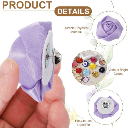Lapel Flowers for Men Suits, Lapel Pin for Men Satin Rose Artificial Fabric Flowers Brooch Boutonnieres for Wedding Party Prom Ceremony.