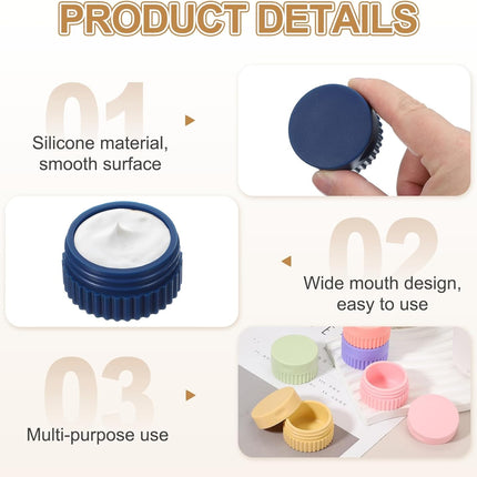 4pcs Travel Containers for Toiletries, 0.68oz 20ml Small Silicone Cream Jars Leak-proof Travel Essentials with Lid for Cosmetic Body Skin Cream, Dark Blue.