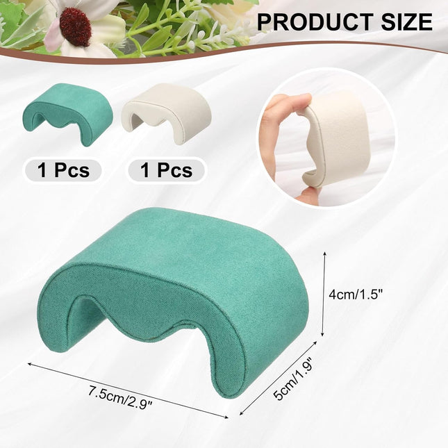 2pcs Watch Case Pillows, m Shaped Watch Display Pillow Velvet Watch Cushion Replacement for Watch Bracelet Display Storage Beige Green.