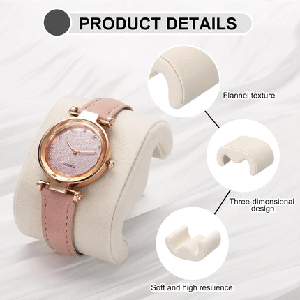 2pcs Watch Case Pillows, m Shaped Watch Display Pillow Velvet Watch Cushion Replacement for Watch Bracelet Display Storage Beige Green.