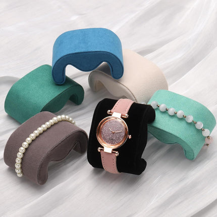2pcs Watch Case Pillows, m Shaped Watch Display Pillow Velvet Watch Cushion Replacement for Watch Bracelet Display Storage Beige Green.