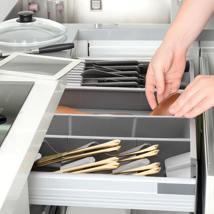 2 Pcs Knife & Silverware Drawer Organizer Holds 9 Knives with Flatware Tray Drawer Store Compact Utensil Organizer For Kitchen Silverware.