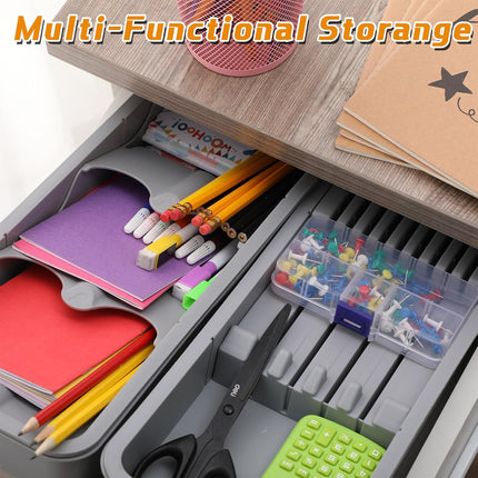 2 Pcs Knife & Silverware Drawer Organizer Holds 9 Knives with Flatware Tray Drawer Store Compact Utensil Organizer For Kitchen Silverware.