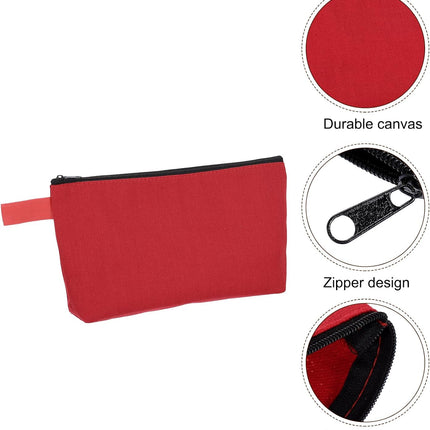 Canvas Makeup Bags, 10 Pcs Travel Cosmetic Bags Bulk, Multipurpose Plain Toiletry Zipper Pouches Blank DIY Craft Bags Pencil Bag for Women Teens, Red.