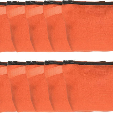 Canvas Makeup Bags, 10pcs Travel Cosmetic Bags Bulk, Multipurpose Plain Toiletry Zipper Pouches Blank DIY Craft Bags Pencil Bag for Women Teens, Orange(7.5 x 5 x 1.8inch).