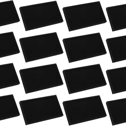 16PCS Jewelry Organizer Tray Stackable, Wooden Jewelry Containers Velvet Drawer Organizer Inserts Holder for Earrings Necklaces Rings Bracelet (8.5" x 5.1" x 1" Black).