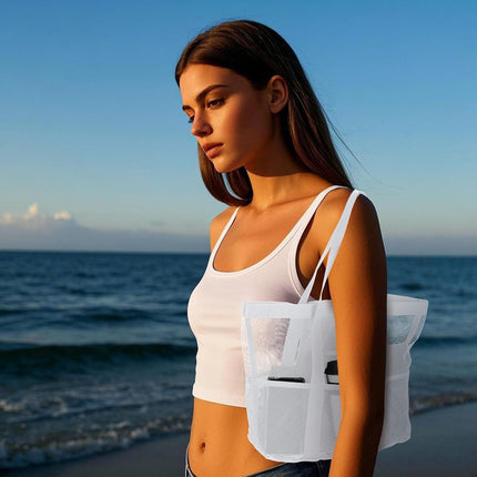 Mesh Beach Tote Bag, Upgraded Beach Towel Bags, Pool Bag for Vacation Travel Daily.