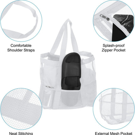 Mesh Beach Tote Bag, Upgraded Beach Towel Bags, Pool Bag for Vacation Travel Daily.