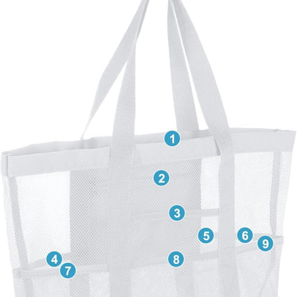 Mesh Beach Tote Bag, Upgraded Beach Towel Bags, Pool Bag for Vacation Travel Daily.