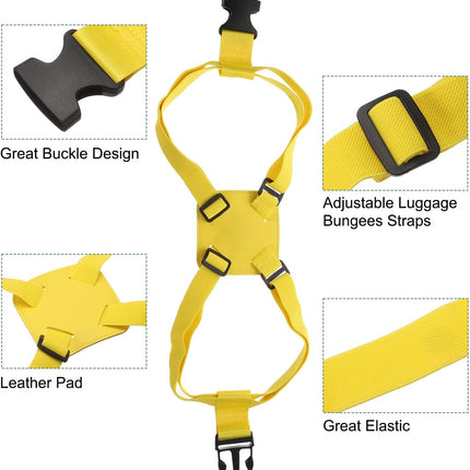2 Pcs Luggage Straps Bungees Adjustable Luggage Strap Buckle Carry Bag Elastic Suitcase Strap Belt Airport Travel Accessories for Travel Baggage Handbag Add Bag, Yellow.