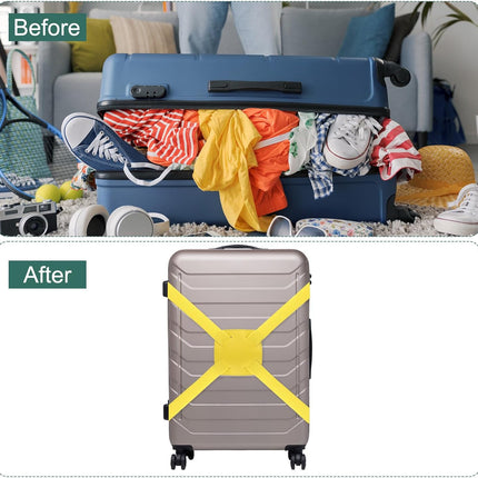 2 Pcs Luggage Straps Bungees Adjustable Luggage Strap Buckle Carry Bag Elastic Suitcase Strap Belt Airport Travel Accessories for Travel Baggage Handbag Add Bag, Yellow.