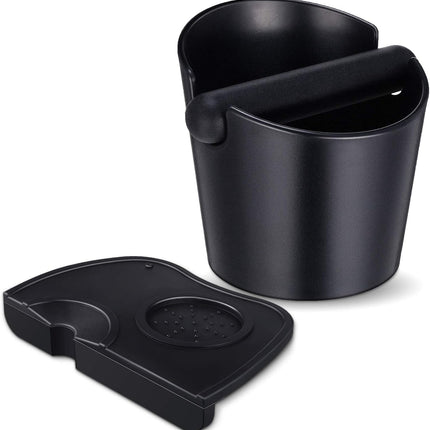 Set of 2 Pieces Espresso Knock Box and Coffee Tamper Mat Reliable Barista Tools with Removable Knock Bar Non-slip Base Food Safe Silicone Espresso Tamper Mat for Barista Bar Shop Worktop.
