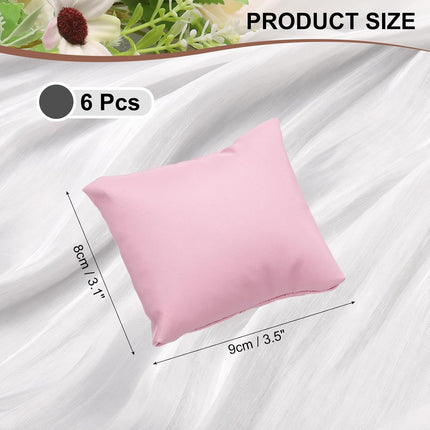 6pcs Leather Watch Pillows, Jewelry Display Pillow for Bracelet, Watch, Anklet, Bangle, Dangle Earring and Necklace Pink.
