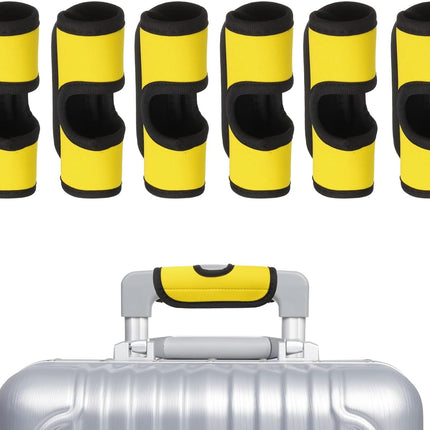 6 Pcs Luggage Handle Wrap, Hollow Neoprene Handbag Grip Cover Protector Luggage Identifiers Suitcase Handle Wraps for Luggage Suitcase Travel Bags, Yellow.