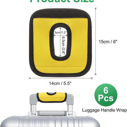 6 Pcs Luggage Handle Wrap, Hollow Neoprene Handbag Grip Cover Protector Luggage Identifiers Suitcase Handle Wraps for Luggage Suitcase Travel Bags, Yellow.