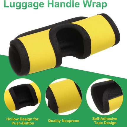 6 Pcs Luggage Handle Wrap, Hollow Neoprene Handbag Grip Cover Protector Luggage Identifiers Suitcase Handle Wraps for Luggage Suitcase Travel Bags, Yellow.