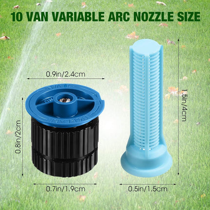 4 Pcs 10 VAN Variable Arc Nozzle Replacement Sprinkler Head Adjustable 360 Degree Rotating Irrigation Pop up Sprinkler Head Compatible with Rainbird, Hunter, Orbit for Garden Lawn.